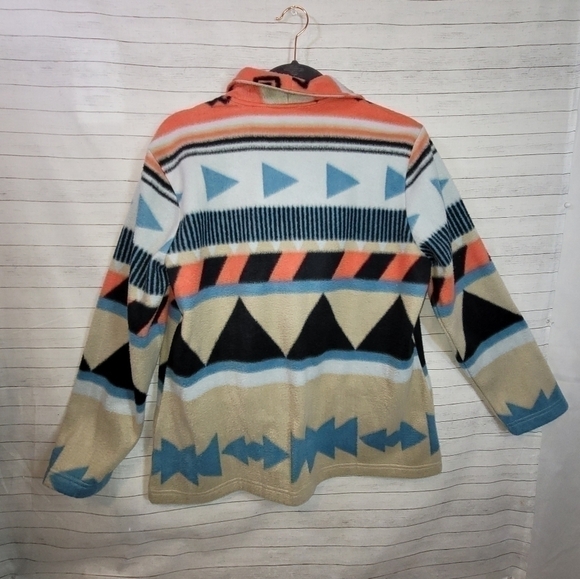 VICKI WAYNE SOUTHWEST FLEECE CARDIGAN JACKET, SZ LARGE PETITE - Picture 9 of 14